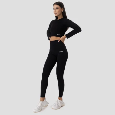 GymBeam Dámské triko FLO Ribbed Crop-Top Black