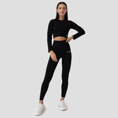 GymBeam Dámské triko FLO Ribbed Crop-Top Black