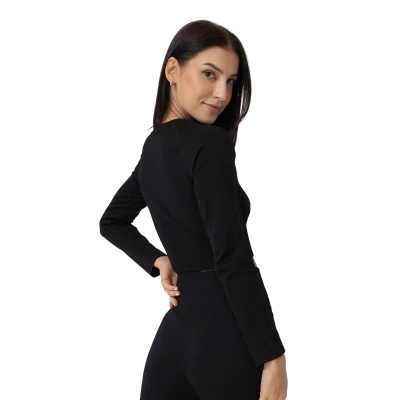 GymBeam Dámské triko FLO Ribbed Crop-Top Black
