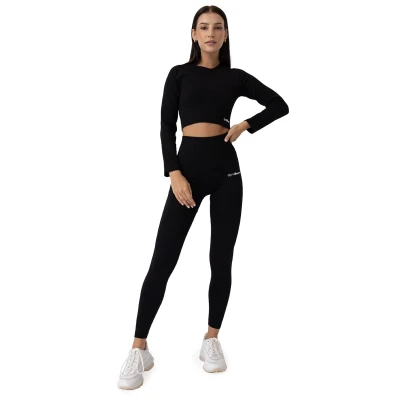 GymBeam Dámské triko FLO Ribbed Crop-Top Black