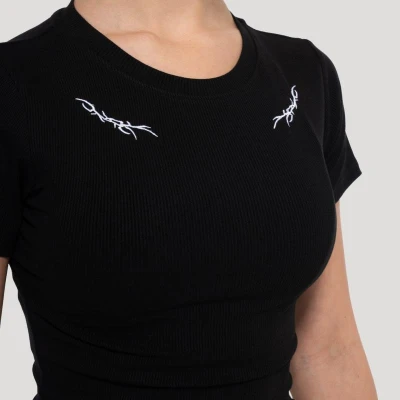 GymBeam Dámské tričko Tribal Ribbed Black
