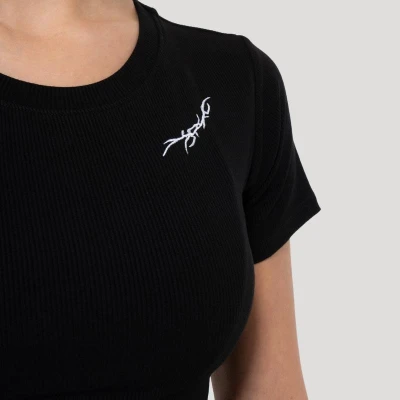 GymBeam Dámské tričko Tribal Ribbed Black