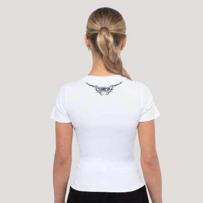 GymBeam Dámské tričko Tribal Ribbed White