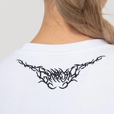 GymBeam Dámské tričko Tribal Ribbed White