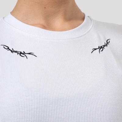 GymBeam Dámské tričko Tribal Ribbed White