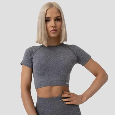 GymBeam Dámské tričko FLO Crop Top Grey
