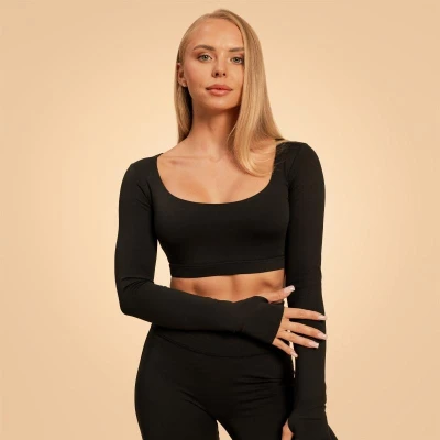 GymBeam Sense Black dámský sportovní top s dlouhým rukávem