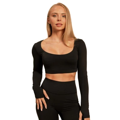 GymBeam Sense Black dámský sportovní top s dlouhým rukávem