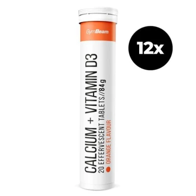 GymBeam Vápník + vitamin D3 šumivý 12 x 20 tab