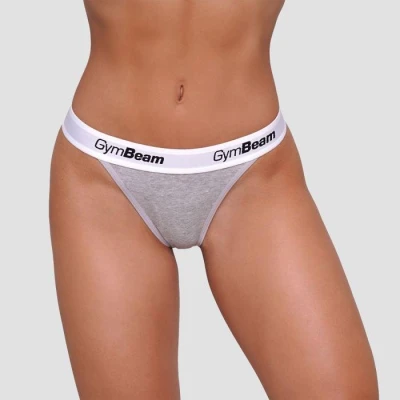 GymBeam Kalhotky Tanga 3Pack Grey POUZE M (VÝPRODEJ)