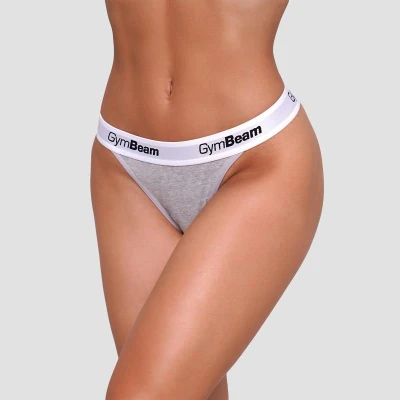 GymBeam Kalhotky Tanga 3Pack Grey POUZE M (VÝPRODEJ)