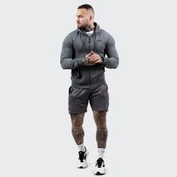 GymBeam Mikina Zipper Hoodie Grey Black