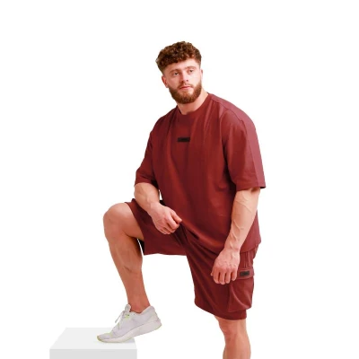 GymBeam Unstoppable Red pánské oversized tričko