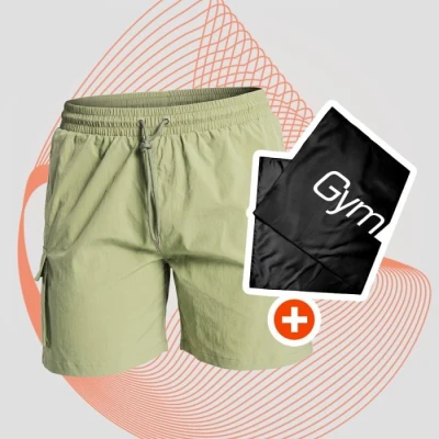 GymBeam Men‘s Swim Cargo Shorts Olive