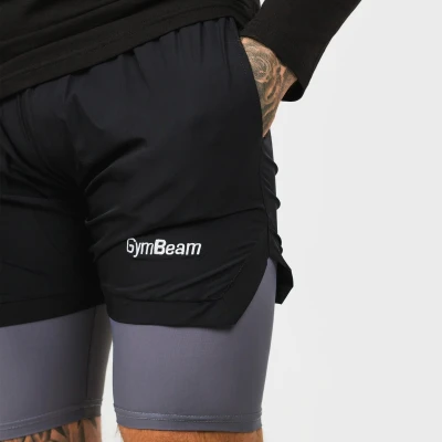 GymBeam Pánské Šortky 2in1 Black Grey