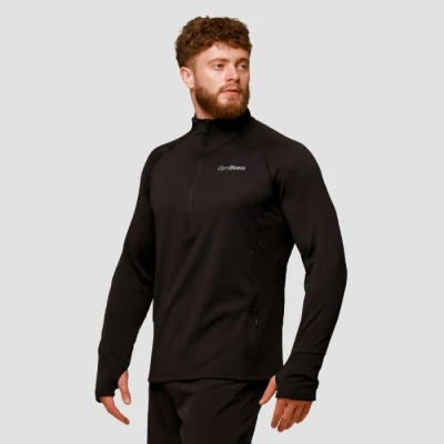 GymBeam Pulse Black pánská běžecká mikina 1/2 zip
