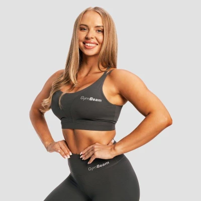 GymBeam Sportovní podprsenka BEAT Charcoal