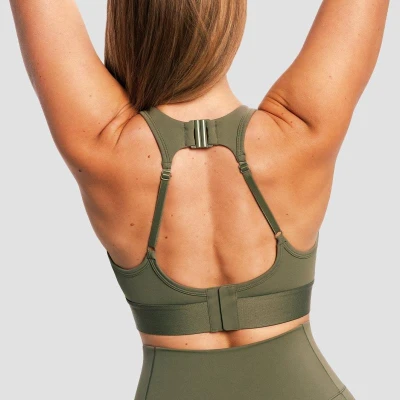 GymBeam Sportovní podprsenka Combat Olive Grey