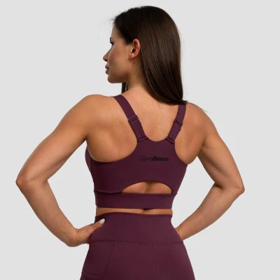 GymBeam Sportovní podprsenka Cut-Out Eggplant