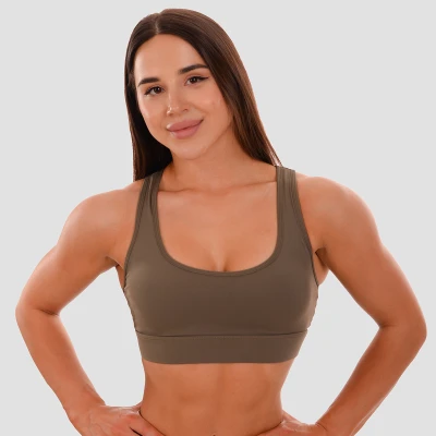 GymBeam Sportovní podprsenka Mesh Panel olive