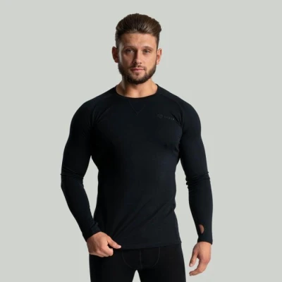 GymBeam MERINO I Black pánské tričko s dlouhým rukávem