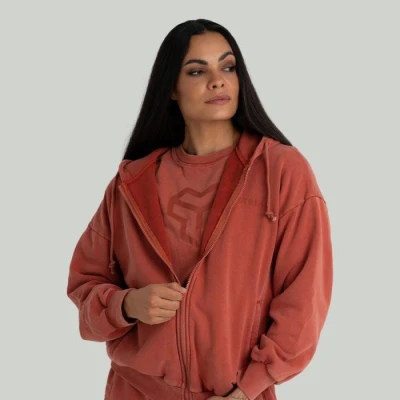 GymBeam Zip Washed Terra STRIX dámská mikina