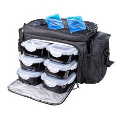 GymBeam Taška na jídlo Fit Prep Black + 6 krabiček