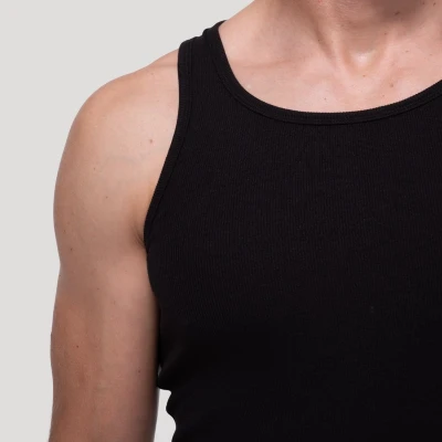 GymBeam Persistence Ribbed Black pánské tílko