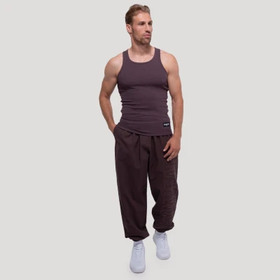 GymBeam Persistence Ribbed Brown pánské žebrované tílko