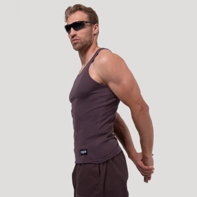 GymBeam Persistence Ribbed Brown pánské žebrované tílko