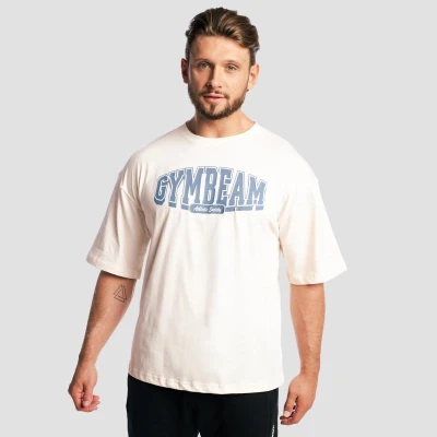 GymBeam Tričko Boxy Athletic Society Cream