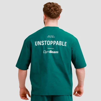 GymBeam Unstoppable Green pánské oversized tričko
