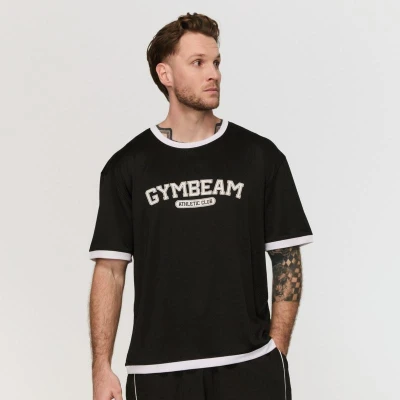 GymBeam Tričko Oversized Varsity Black