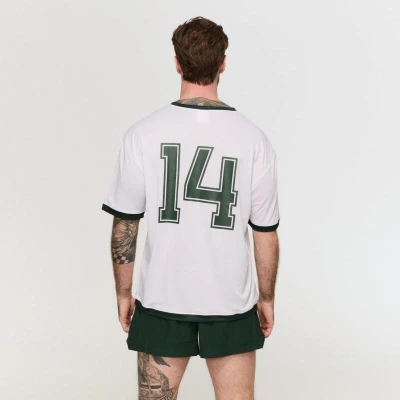 GymBeam Tričko Oversized Varsity White