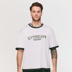 GymBeam Tričko Oversized Varsity White