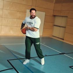 GymBeam Tričko Oversized Varsity White