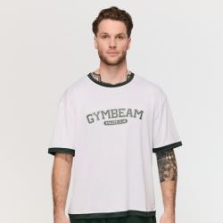 GymBeam Tričko Oversized Varsity White