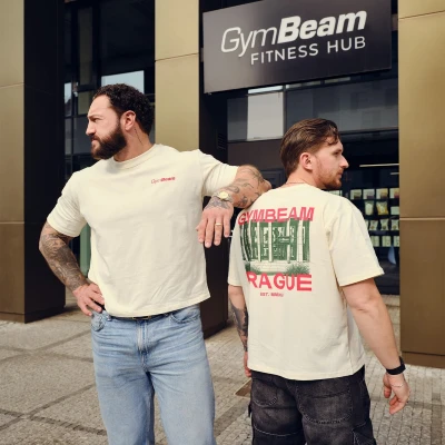 GymBeam Prague Cream unisex tričko s krátkým rukávem