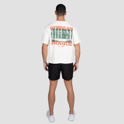 GymBeam Prague Cream unisex tričko s krátkým rukávem