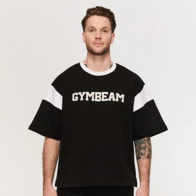 GymBeam Tričko Premium Heavyweight Varsity Black
