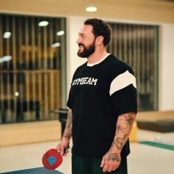 GymBeam Tričko Premium Heavyweight Varsity Black