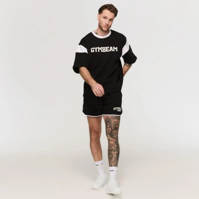 GymBeam Tričko Premium Heavyweight Varsity Black
