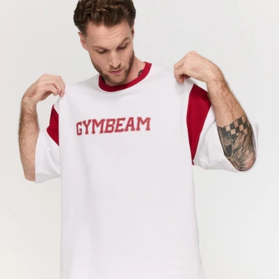 GymBeam Premium Heavyweight Varsity White pánské tričko