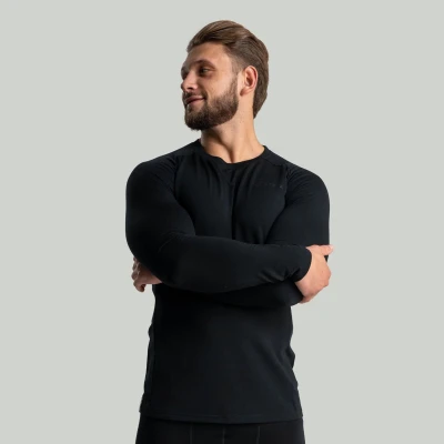 GymBeam MERINO I Black pánské tričko s dlouhým rukávem