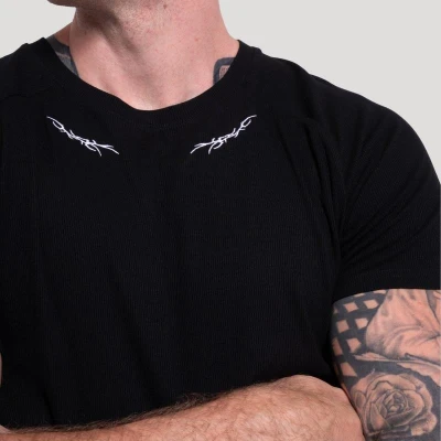 GymBeam Tričko Tribal Ribbed Black