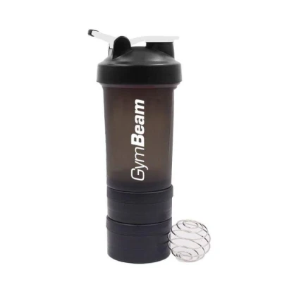 GymBeam Vícedílný šejkr Blend Bottle Black White 600 ml