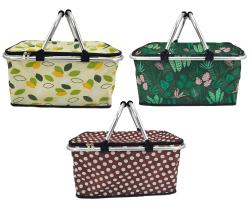 HAPPY GREEN Košík kempingový skládací 48x24x28cm Al+polyester mix dekorů
