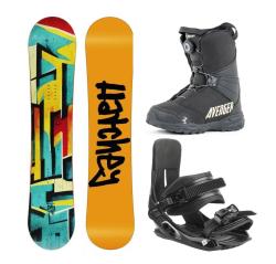 Hatchey City juniorsky snowboard + Hatchey Tactic Junior viazanie + Beany Avenger BS
