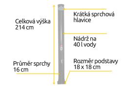 Hawaj Alu 40 l černá solární sprcha