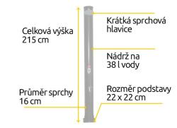 Hawaj Solární sprcha 38 l černá (VÝPRODEJ)